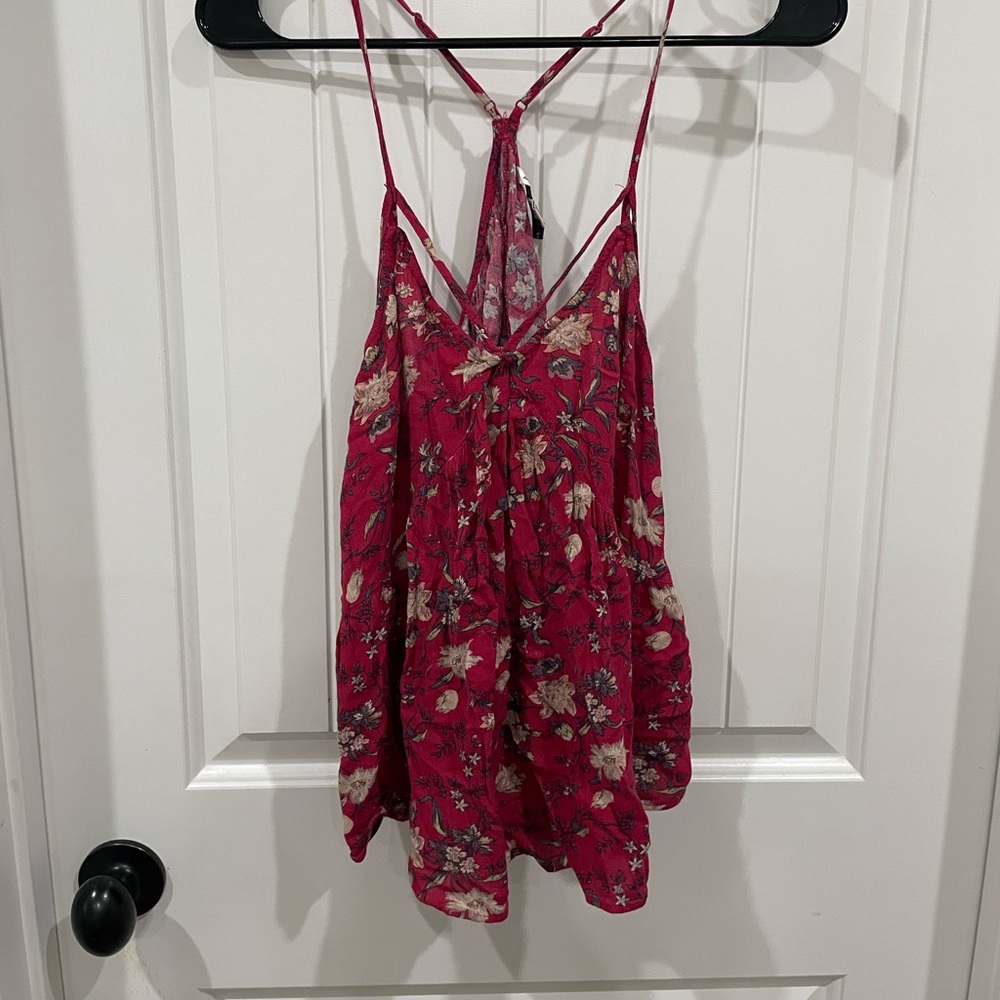 American Eagle women’s size medium floral and pink spaghetti strap tank